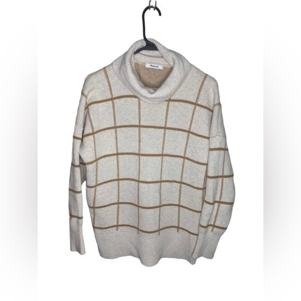 Madewell Window Pane Long Sleeve Turtle Neck Sweater Size Small - Picture 5 of 8